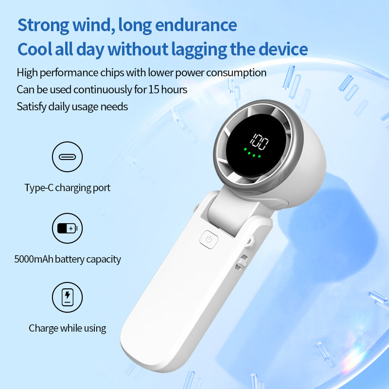 Portable Handheld Turbo Fan, 5 Gear Wind, Battery Operated, Up to 12 Working Hours, 3 IN 1 Hand Fan with Air Turbo Tech Cooling Fan for Outdoor Activities, Travel, Working